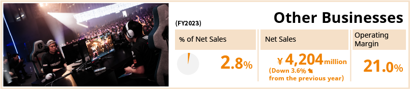 Other Businesses / % of Net Sales 2.8% / Net Sales 4,204 million yen (Down 3.5% from the previous year) / Operating Margin 21.0%